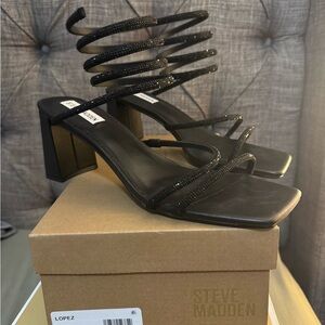 Steve Madden Black Spiral Strap Heels
